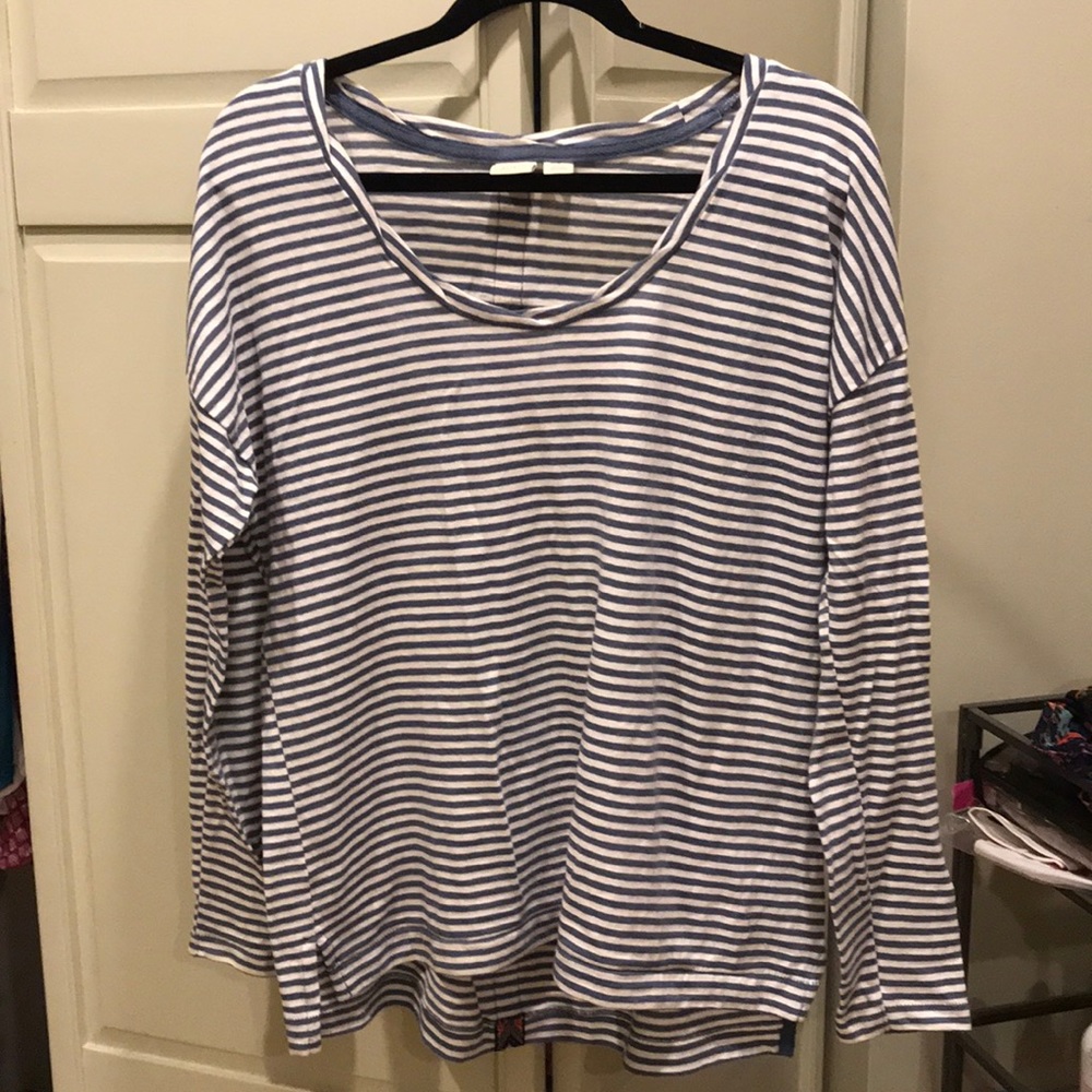 long sleeve blue stripe with back detail
